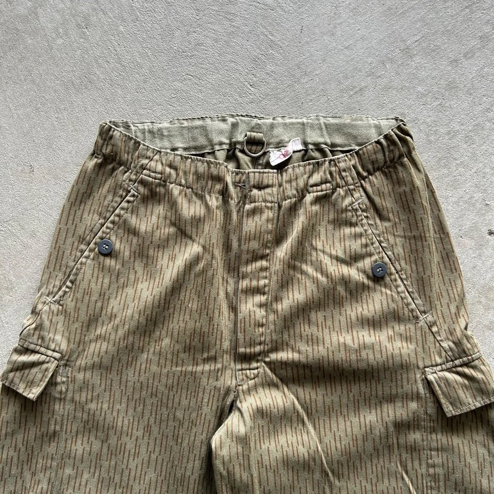 Vintage 60s East German Strichtarn Military Cargo Pants Size 30x30 Raindrop Camo